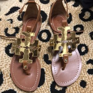Tory Burch Phoebe Sandal Royal Tan/Gold Size 9